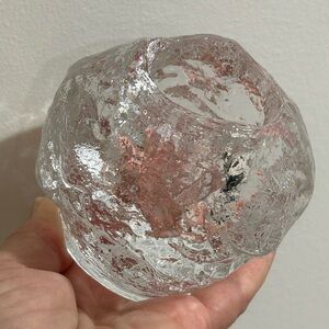 Kosta Boda Crystal Textured Art Glass Scandinavian Candle/Votive Holder 3”